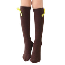 Load image into Gallery viewer, One Pair 40cm Girls Bowknot Cute Kid Children Leg Warmers Cotton Stockings Stretchy thigh high Autumn wear Warm Cotton Stocking