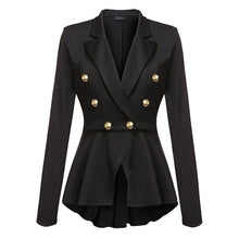 Load image into Gallery viewer, Womens Autumn Long Sleeve Jacket Turn Down Collar Double-breasted Jacket Coat Work Office Business Blazer Jacket Suit feminino