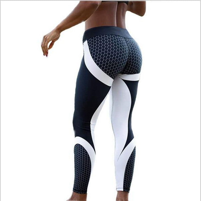 Women's High-waist Mesh Fitness Leggings Black X Large - White