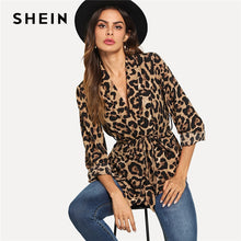 Load image into Gallery viewer, SHEIN Multicolor Highstreet Office Lady Shawl Collar Belted Leopard Print Elegant Blazer 2018 Autumn Workwear Women Outerwear