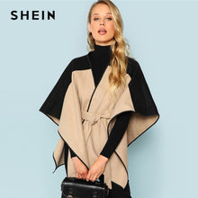 Load image into Gallery viewer, SHEIN Khaki Cut and Sew Lace Up Coat Elegant 3/4 Sleeve Belted Outer Coats Women Autumn Modern Lady Highstreet Fashion Coats