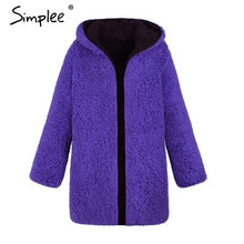 Load image into Gallery viewer, Simplee Faux lambswool thick women jacket coat plus size Winter warm hairly jacket Women autumn outerwear female overcoat 2018