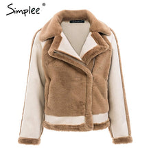 Load image into Gallery viewer, Simplee Elegant faux fur coat Women 2018 Autumn winter warm soft zipper fur jacket Female plush overcoat casual outwear