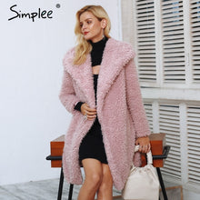 Load image into Gallery viewer, Simplee Warm winter faux fur coat women Fashion streetwear elegant long coat female 2018 Pink casual autumn coat outerwear
