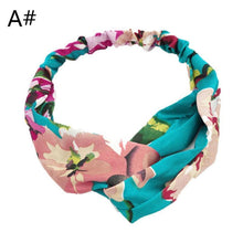 Load image into Gallery viewer, 1Pcs Floral Print Silk Headband Cross Turban Bandage HairBands Headwrap