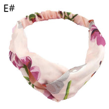 Load image into Gallery viewer, 1Pcs Floral Print Silk Headband Cross Turban Bandage HairBands Headwrap