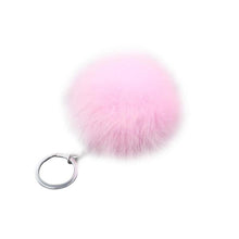 Load image into Gallery viewer, Real Rabbit Key Chain Round Metal Fur Pom Poms Hair Bulb Bag Ball Plush KeyChain For Car Ornaments Pendant Gold
