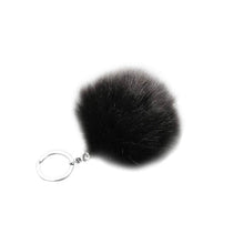 Load image into Gallery viewer, Real Rabbit Key Chain Round Metal Fur Pom Poms Hair Bulb Bag Ball Plush KeyChain For Car Ornaments Pendant Gold