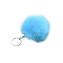 Load image into Gallery viewer, Real Rabbit Key Chain Round Metal Fur Pom Poms Hair Bulb Bag Ball Plush KeyChain For Car Ornaments Pendant Gold