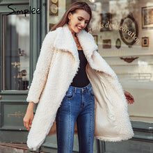 Load image into Gallery viewer, Simplee Warm winter faux fur coat women Fashion streetwear elegant long coat female 2018 Pink shaggy autumn coat outerwear
