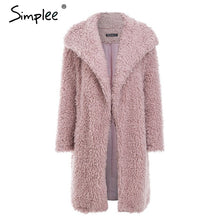 Load image into Gallery viewer, Simplee Warm winter faux fur coat women Fashion streetwear elegant long coat female 2018 Pink shaggy autumn coat outerwear