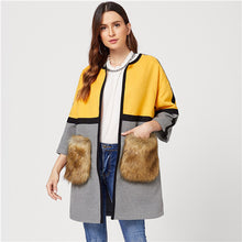 Load image into Gallery viewer, SHEIN Open Front Colorblock Elegant Long Faux Fur Coat Women 2018 Casual Streetwear Ladies Outwear Office Warm Winter Coats