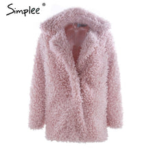Load image into Gallery viewer, Simplee Warm winter faux fur coat women Fashion streetwear large sizes  long coat female 2018  Pink casual autumn coat outerwear