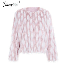 Load image into Gallery viewer, Simplee Fluffy warm faux fur coat women Fake fur short winter coat female 2018 autumn chic pink party casual furry overcoat