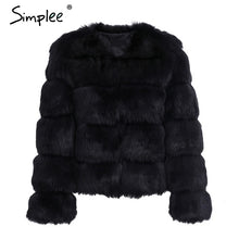 Load image into Gallery viewer, Simplee Vintage fluffy faux fur coat women Short furry fake fur winter outerwear pink coat 2018 autumn casual party overcoat
