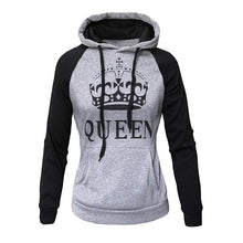 Load image into Gallery viewer, 2018 KING Queen Crown Print Unisex Men Women Autumn Hoodies Slim Sweatshirt for Couple Lovers Winter Patchwork Hooded Pullovers