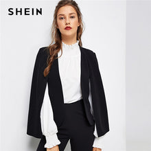 Load image into Gallery viewer, SHEIN Black Poncho Office Lady Streetwear Cloak Open Front Blazer 2018 Autumn Elegant Modern Lady Workwear Women Coats Outerwear