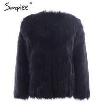 Load image into Gallery viewer, Simplee Casual furry faux fur coats women Fake fur coat female short pink coat 2018 winter clothing party colored fur overcoat