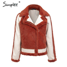 Load image into Gallery viewer, Simplee Elegant faux fur coat Women 2018 Autumn winter warm soft zipper fur jacket Female plush overcoat casual outwear