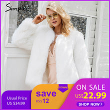 Load image into Gallery viewer, Simplee Casual furry faux fur coats women Fake fur coat female short pink coat 2018 winter clothing party colored fur overcoat