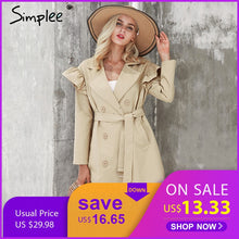 Load image into Gallery viewer, Simplee Ruffle trench coat women outerwear &amp; coats Autumn sash pocket streetwear trench 2017 Casual pink outwear female coat