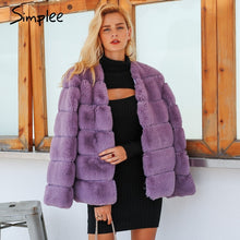 Load image into Gallery viewer, Simplee 2019 plus size women fluffy faux fur coat Elegant thick warm outwear jacket coat Autumn winter casual party overcoat