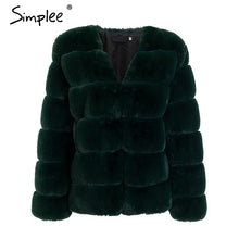 Load image into Gallery viewer, Simplee 2019 plus size women fluffy faux fur coat Elegant thick warm outwear jacket coat Autumn winter casual party overcoat