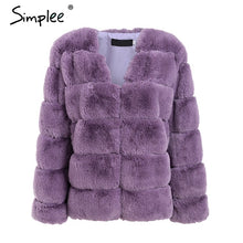 Load image into Gallery viewer, Simplee 2019 plus size women fluffy faux fur coat Elegant thick warm outwear jacket coat Autumn winter casual party overcoat