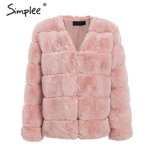 Load image into Gallery viewer, Simplee 2019 plus size women fluffy faux fur coat Elegant thick warm outwear jacket coat Autumn winter casual party overcoat